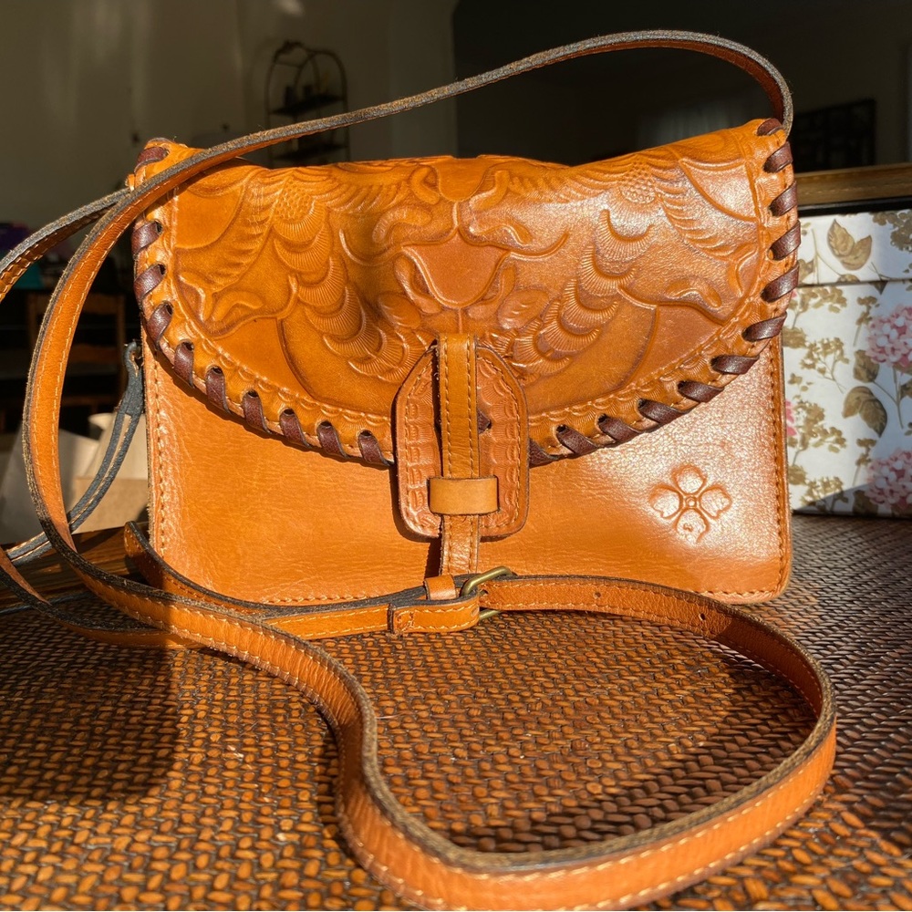 Patricia Nash Lanza Leather Tooled Crossbody Handbag